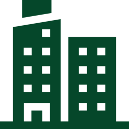 Skyscraper icon in dark green