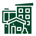 Residential building line art graphic