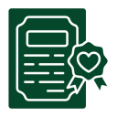 Award certificate and heart emblem